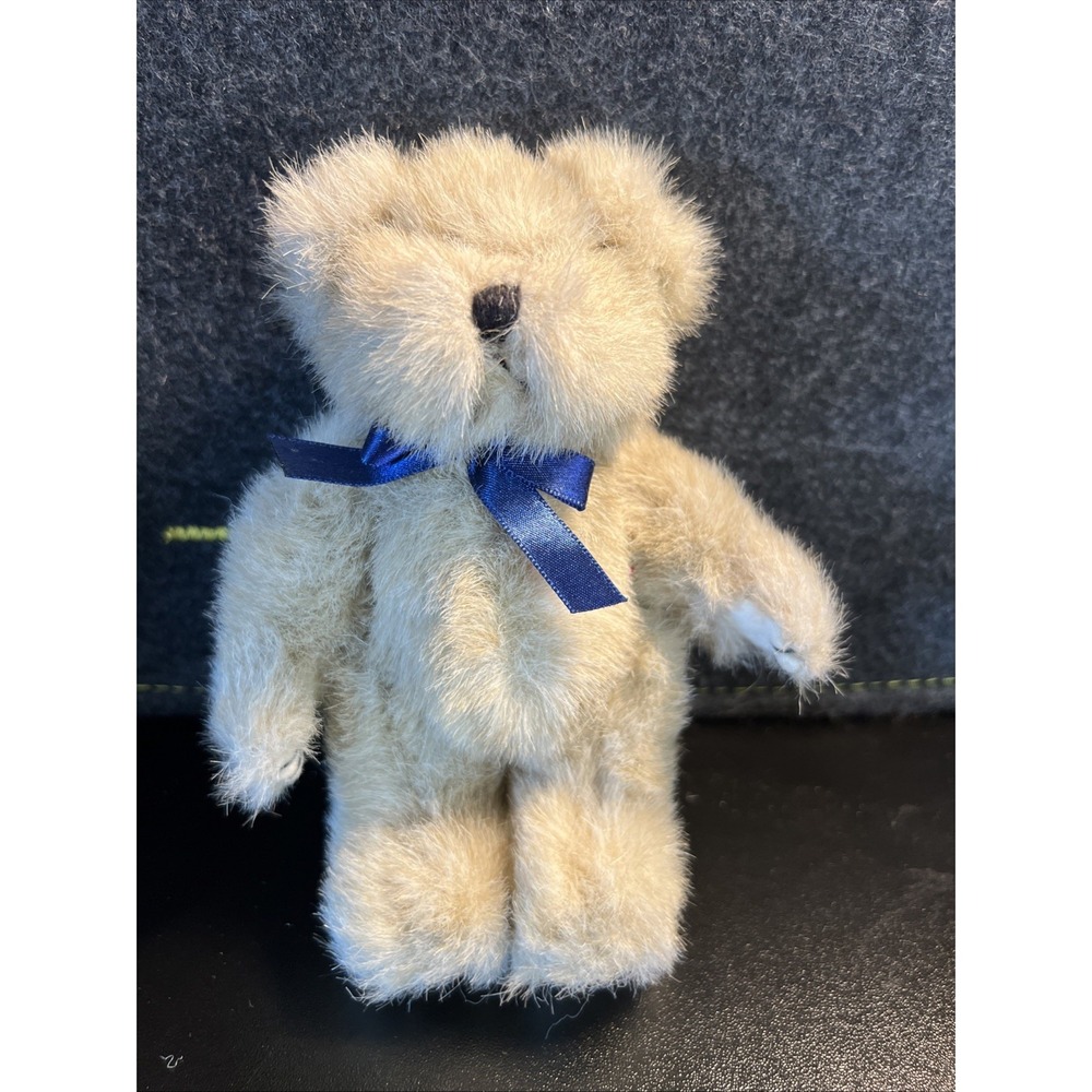Vintage Boyds Ivory Bear with Blue Ribbon - 6 inches 1364